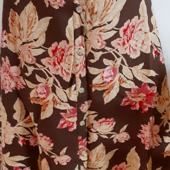 CHAPS, Linen Blend, Button Front Floral Pattern Midi Skirt Size 14 - Picture 3 of 10